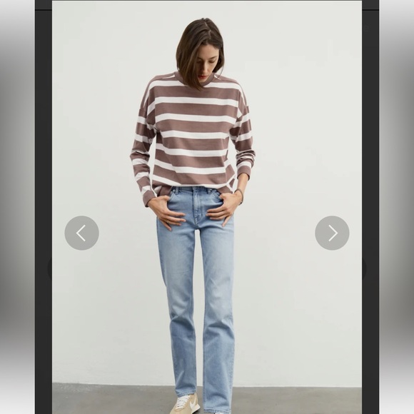 AYR The Early Mornings Tee Striped Brown and White Long Sleeve Shirt size Medium - Picture 4 of 9